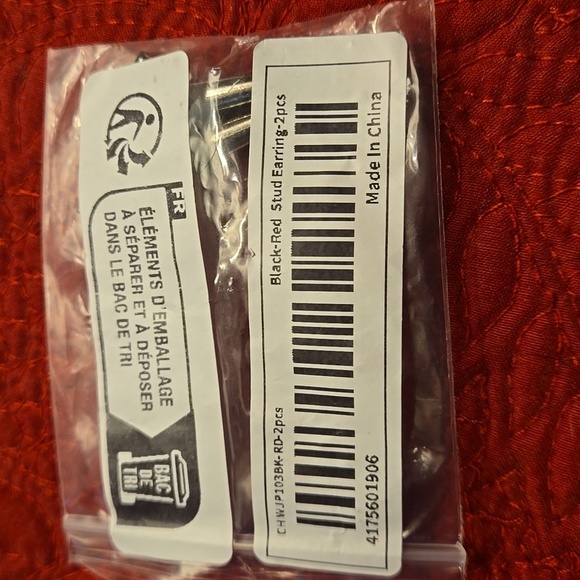 Unisex Gothic Punk Sword Stud Earrings Silver Alloy with Sparkling Red Crystals - Picture 5 of 5